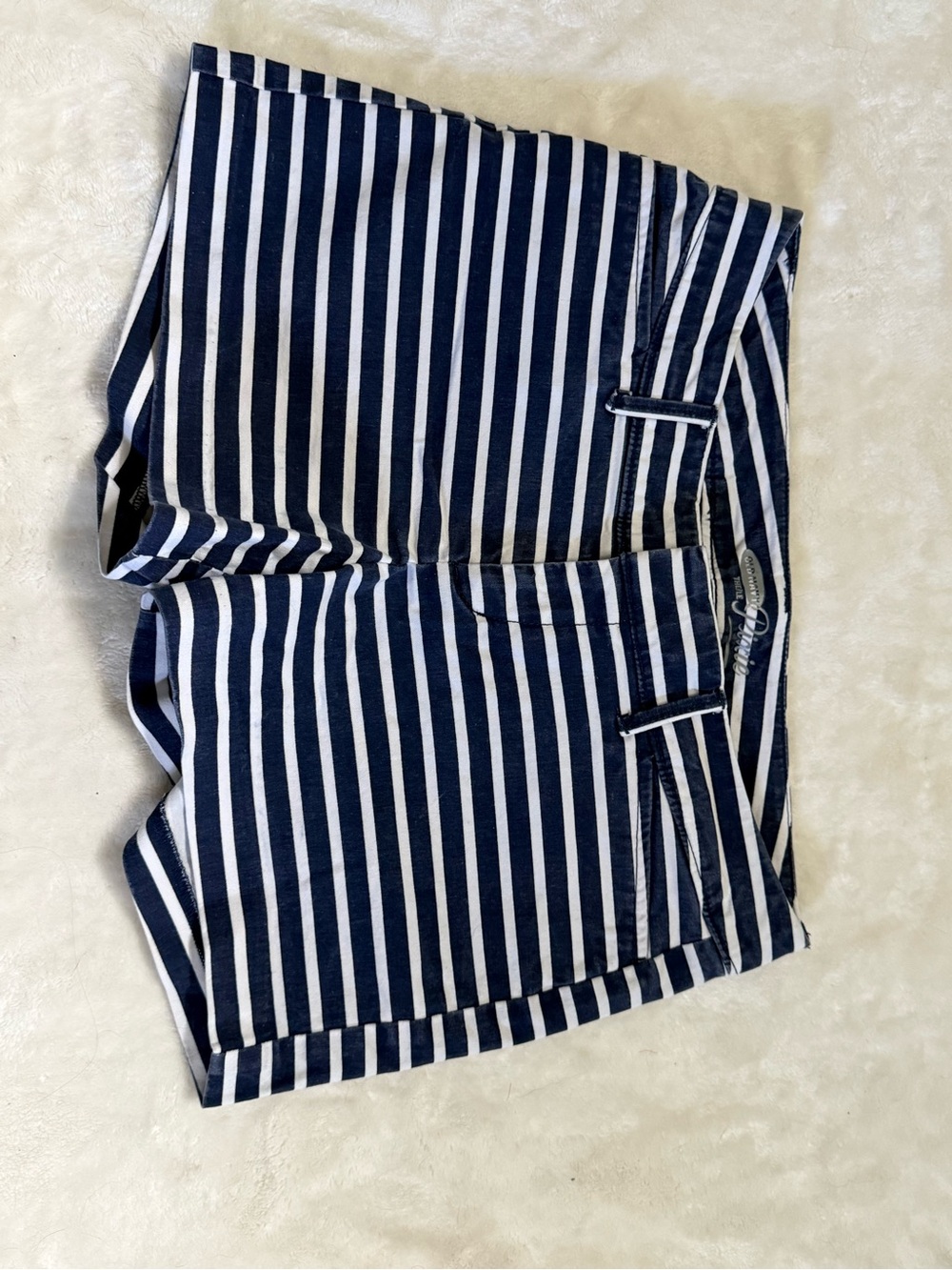 Old Navy Navy and White Striped Bermuda Shorts